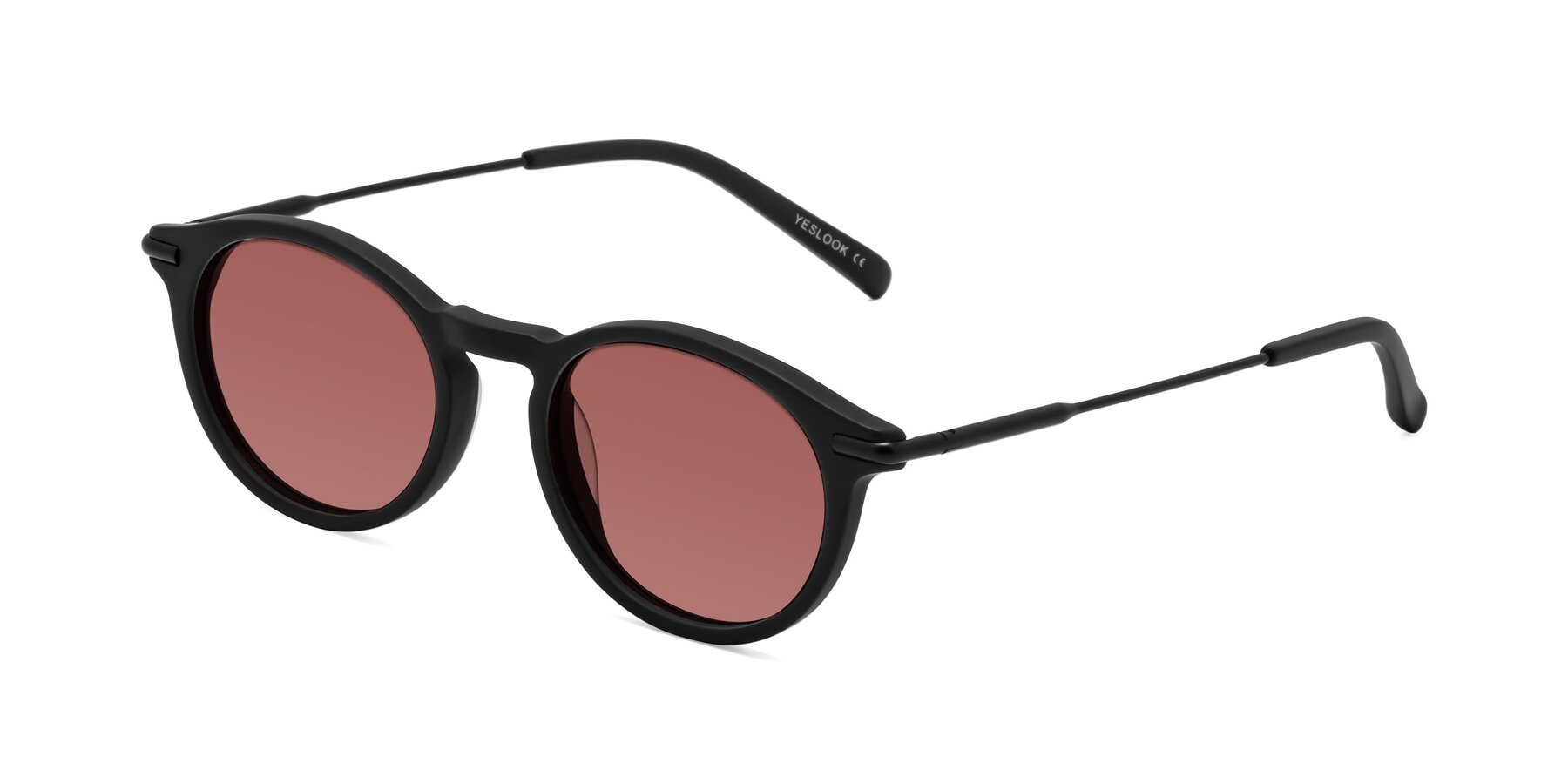 Angle of Gupta in Matte Black with Garnet Tinted Lenses