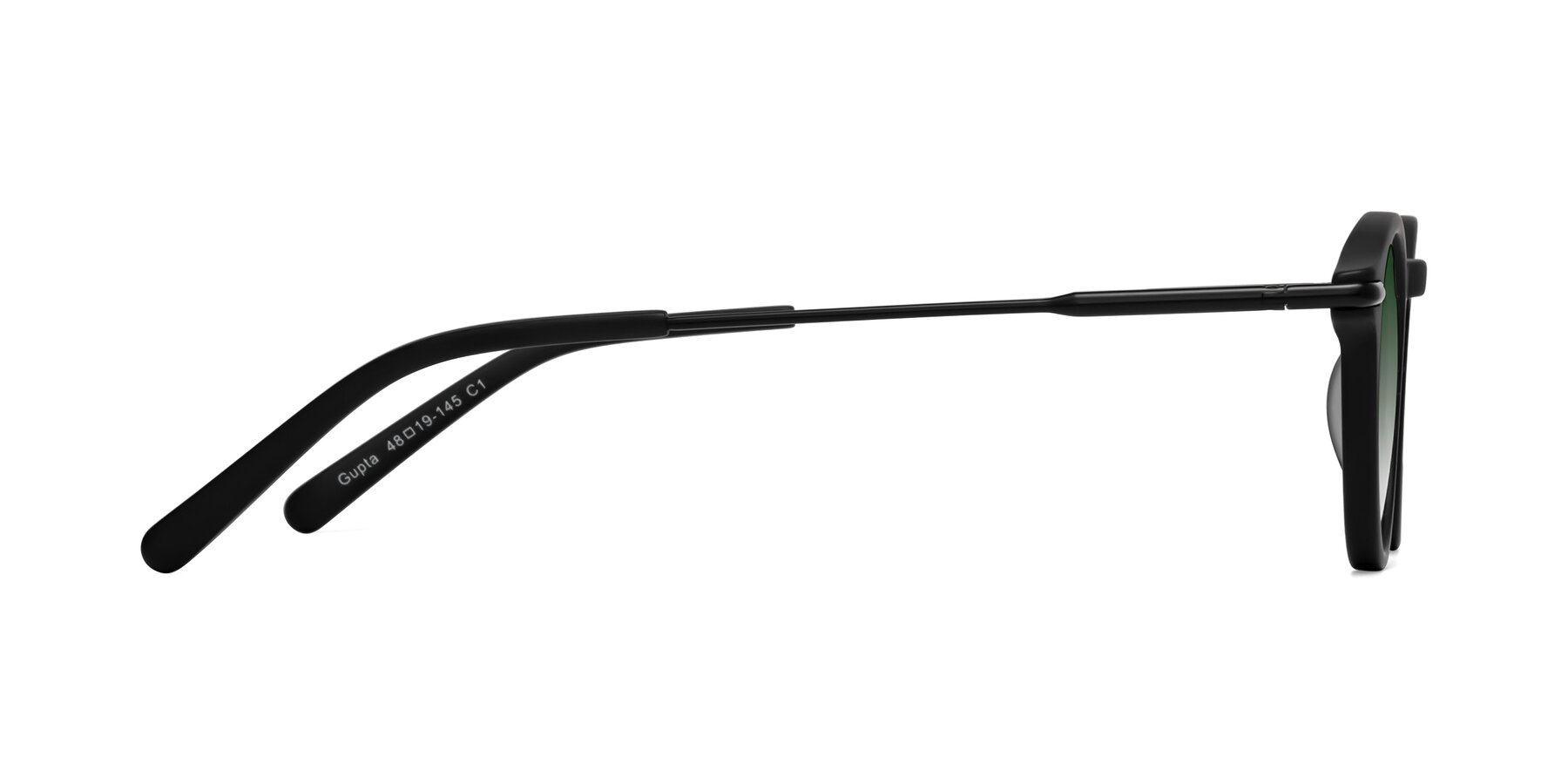 Side of Gupta in Matte Black with Green Gradient Lenses