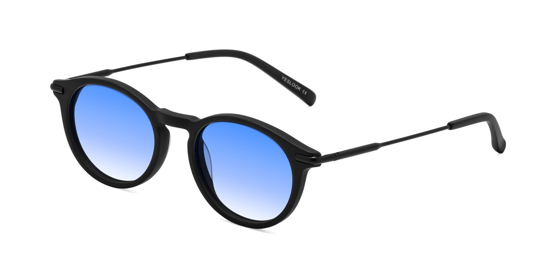 Angle of Gupta in Matte Black with Blue Gradient Lenses