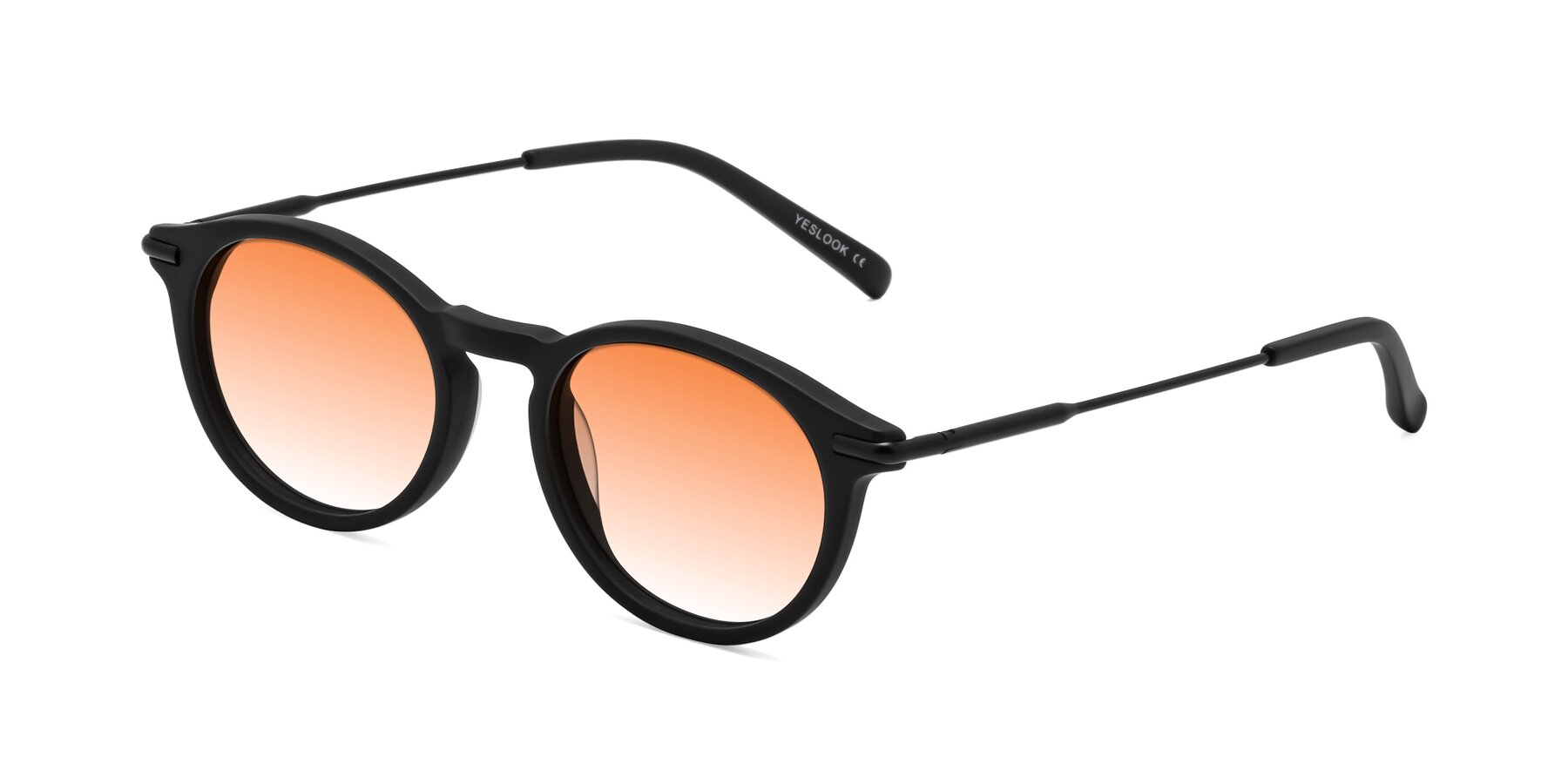 Angle of Gupta in Matte Black with Orange Gradient Lenses