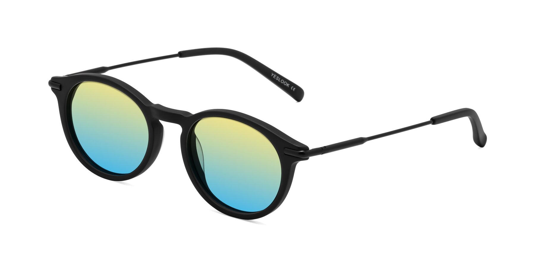 Angle of Gupta in Matte Black with Yellow / Blue Gradient Lenses