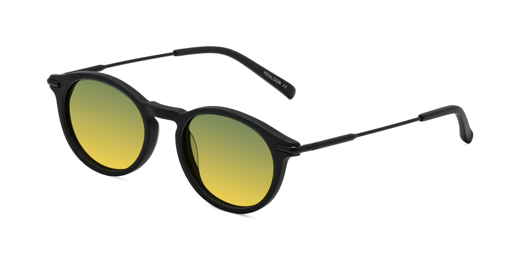 Angle of Gupta in Matte Black with Green / Yellow Gradient Lenses