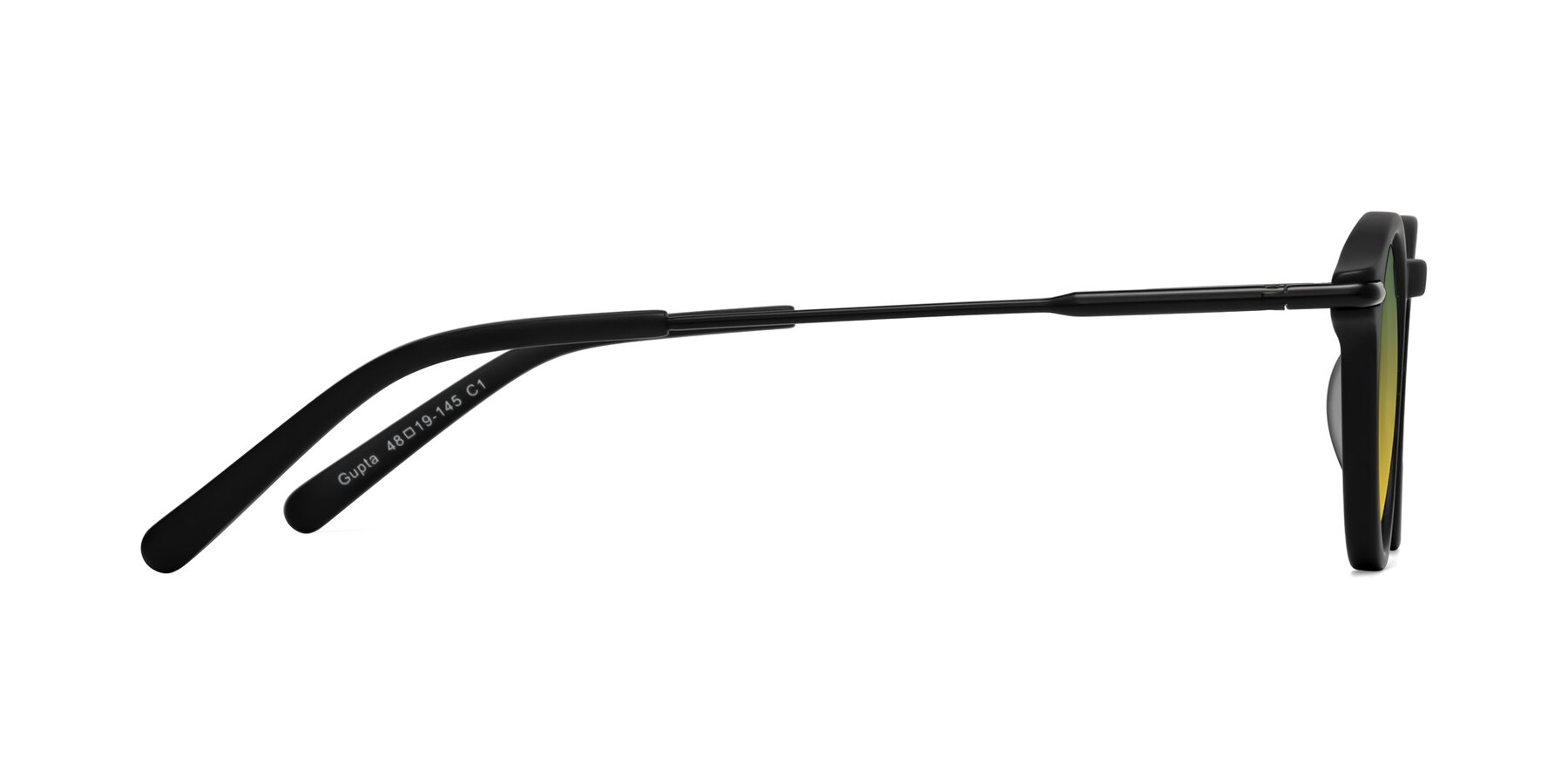 Side of Gupta in Matte Black with Green / Yellow Gradient Lenses