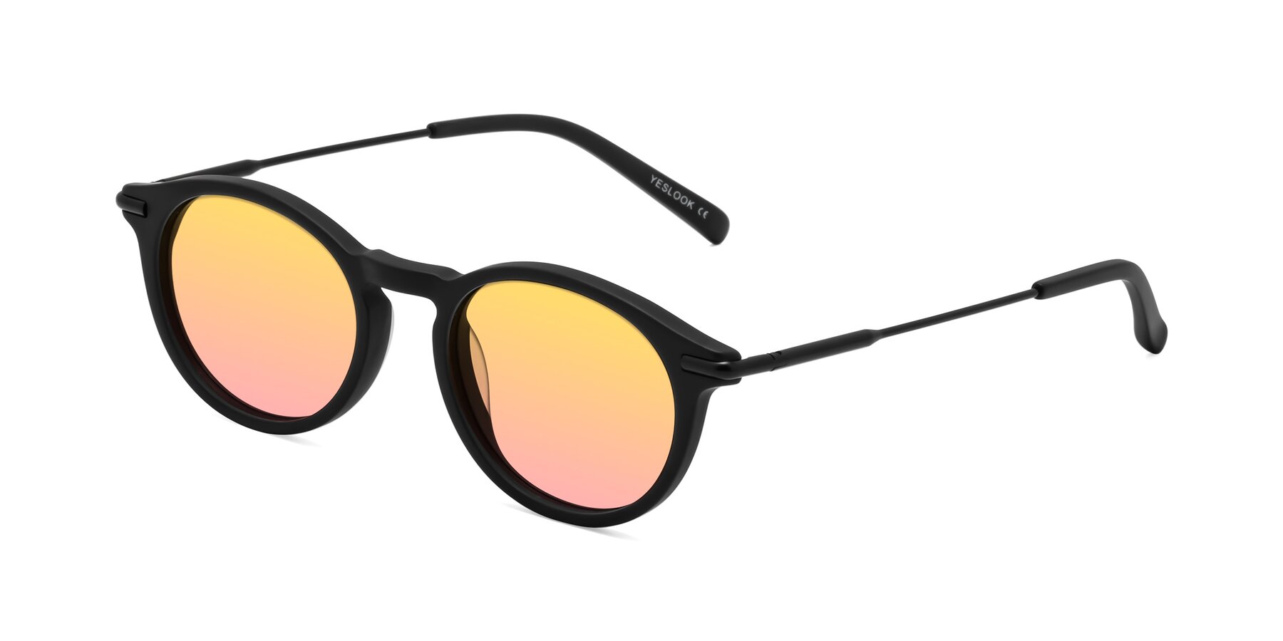 Angle of Gupta in Matte Black with Yellow / Pink Gradient Lenses