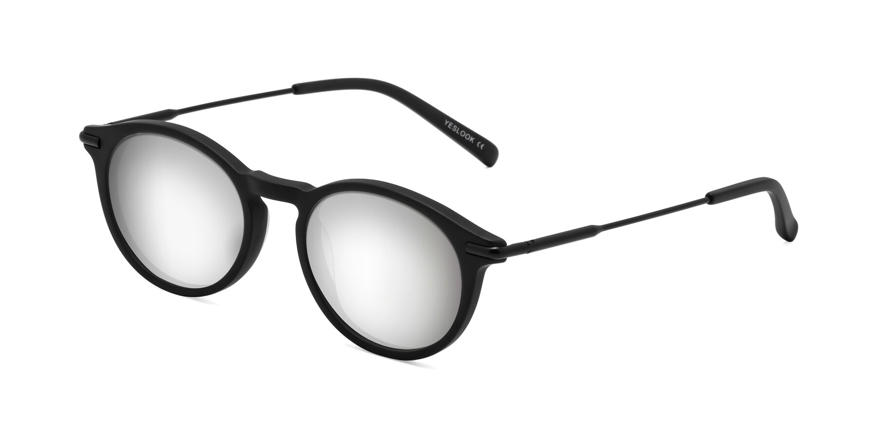 Angle of Gupta in Matte Black with Silver Mirrored Lenses