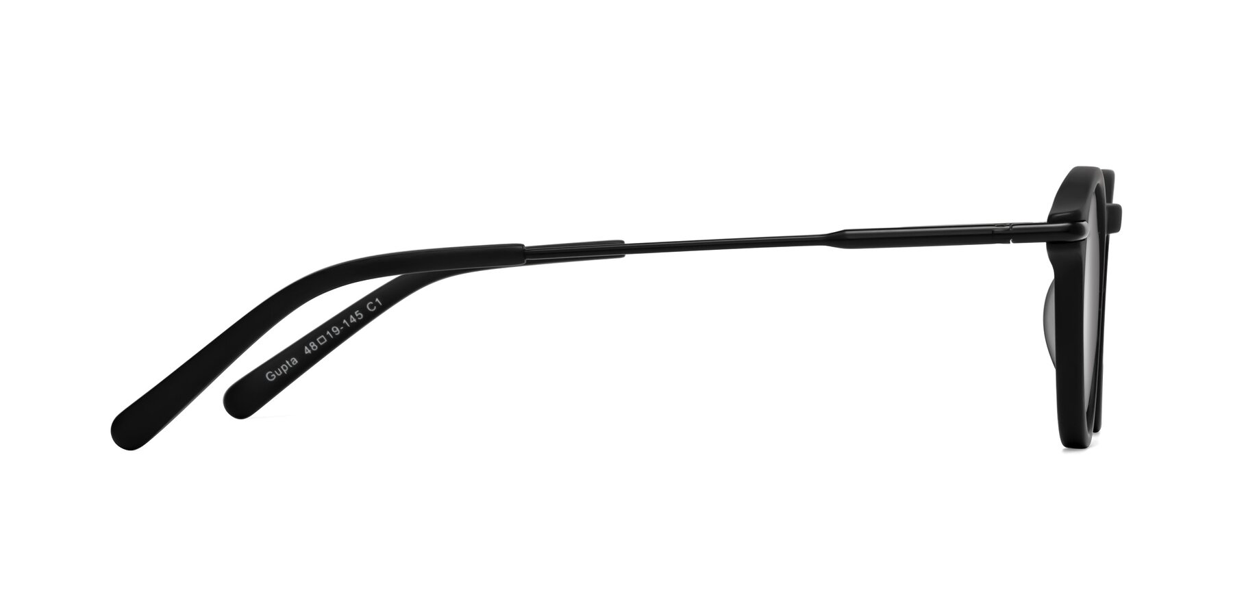 Side of Gupta in Matte Black with Silver Mirrored Lenses