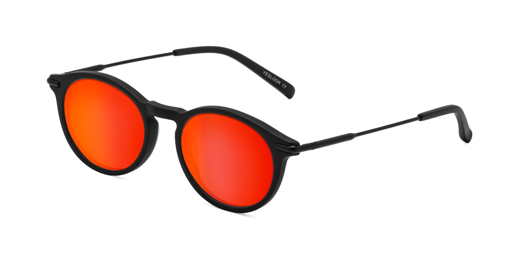 Angle of Gupta in Matte Black with Red Gold Mirrored Lenses