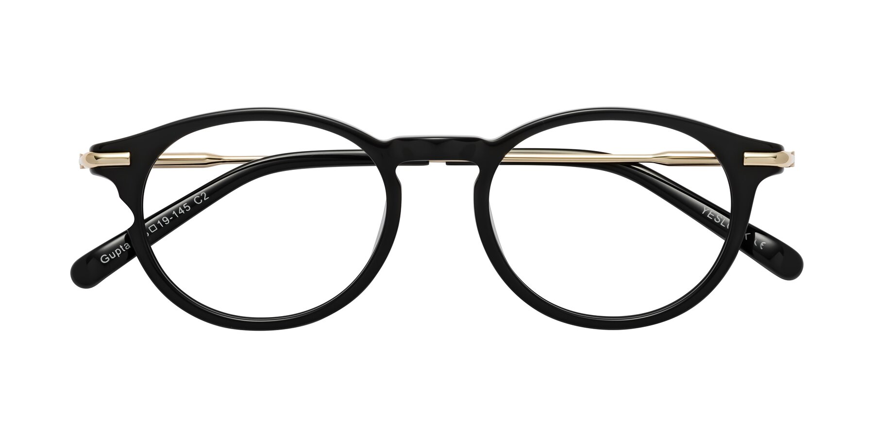 Folded Front of Gupta in Black with Clear Reading Eyeglass Lenses
