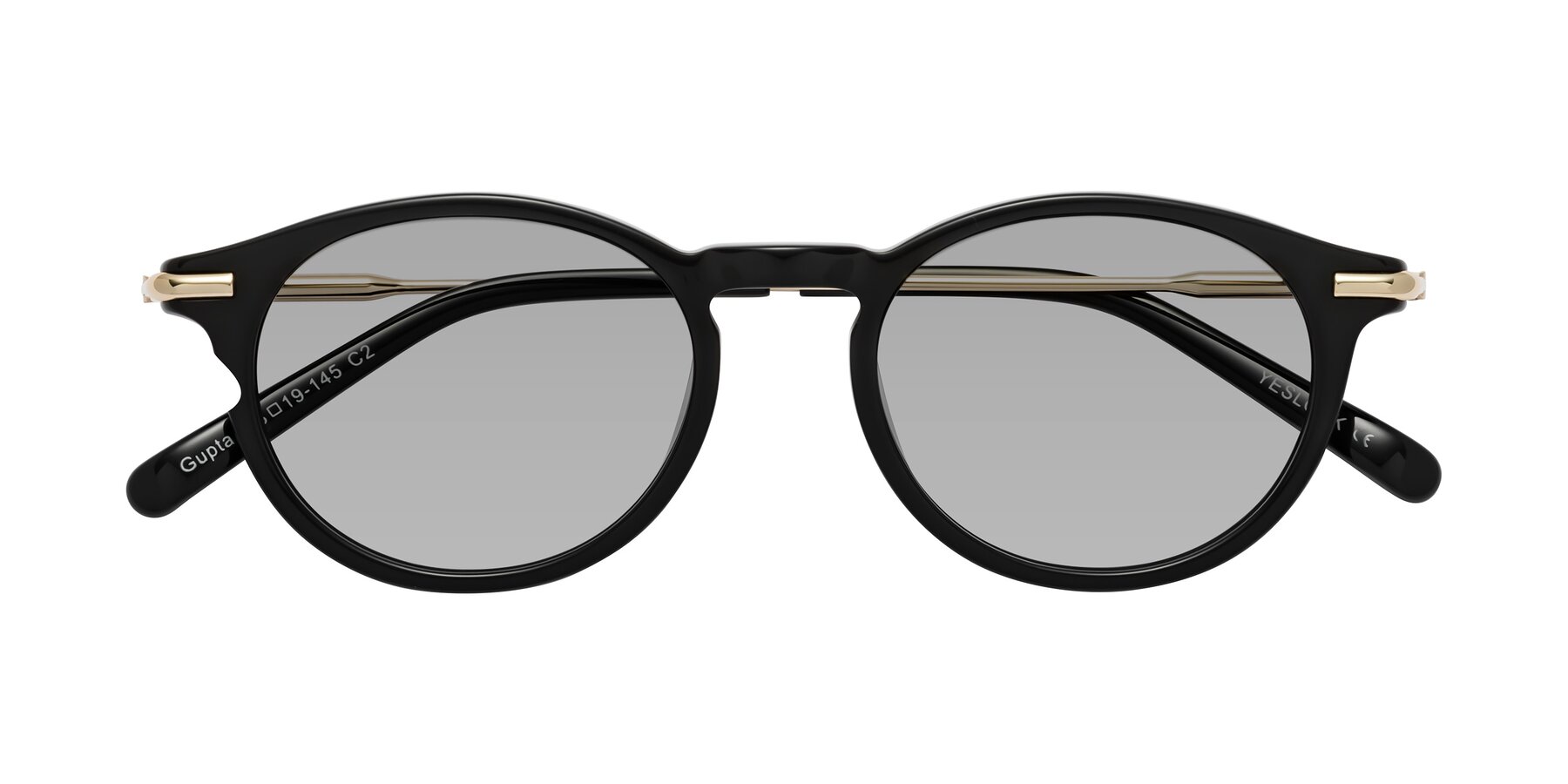 Folded Front of Gupta in Black with Light Gray Tinted Lenses