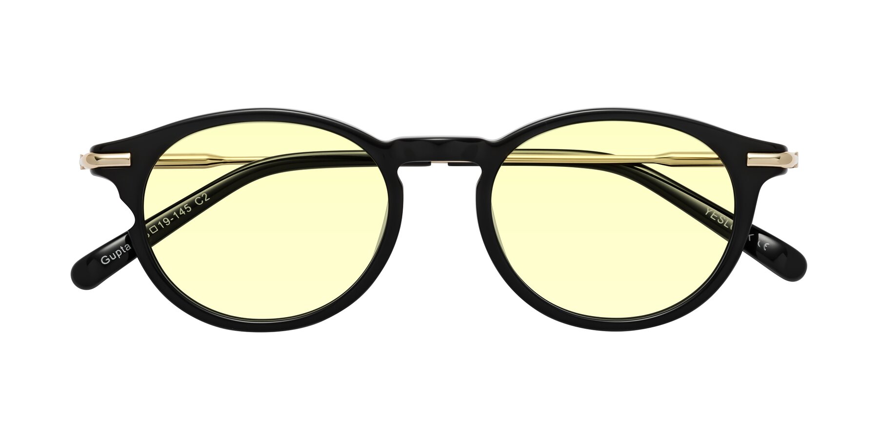 Folded Front of Gupta in Black with Light Yellow Tinted Lenses
