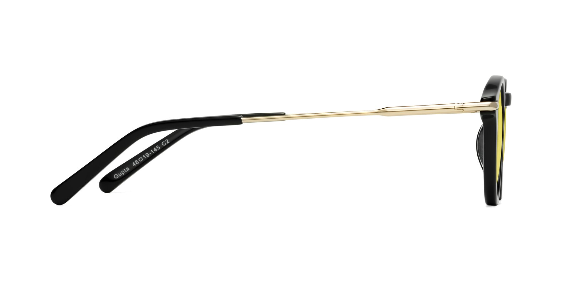 Side of Gupta in Black with Medium Yellow Tinted Lenses