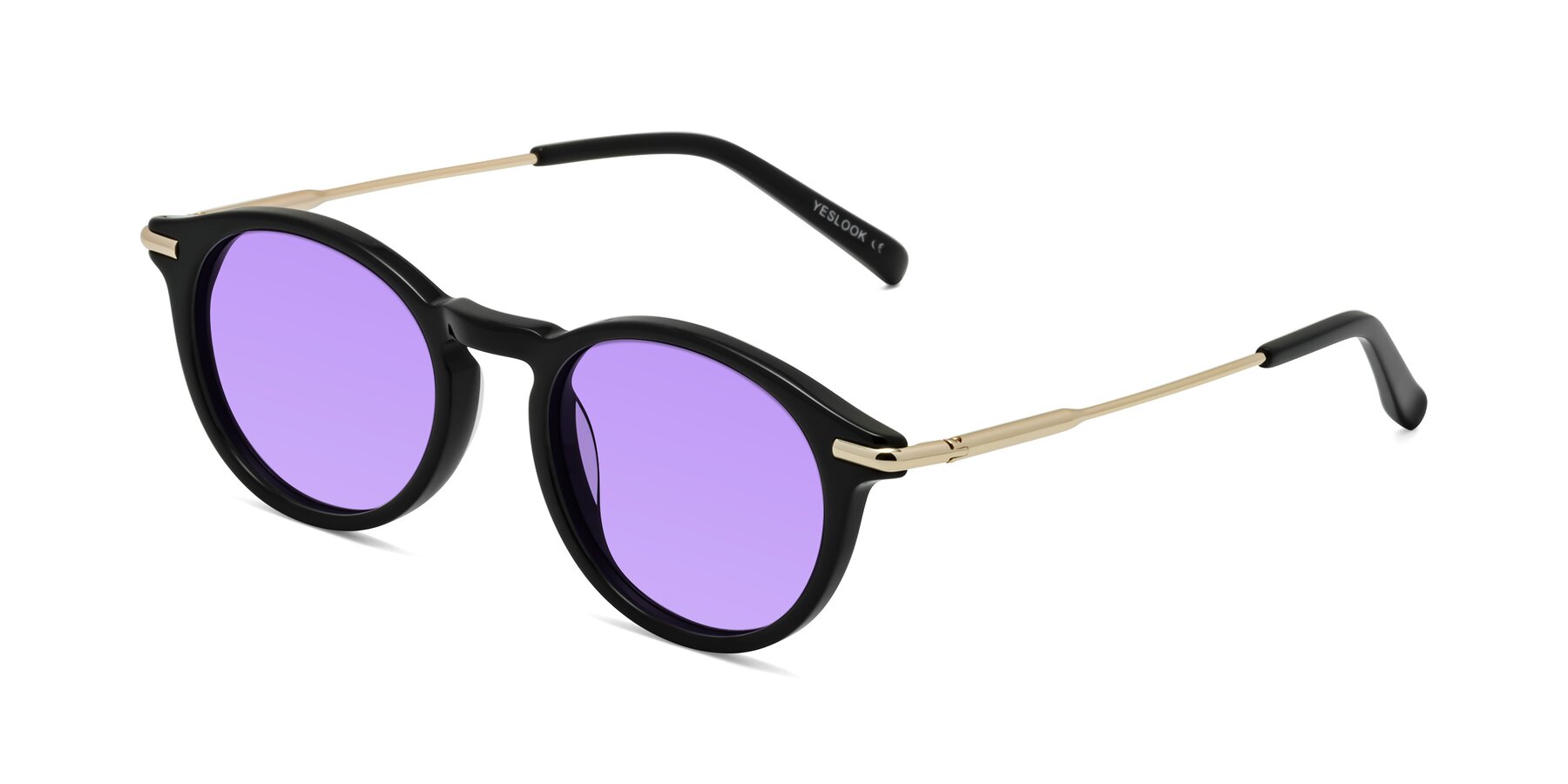 Angle of Gupta in Black with Medium Purple Tinted Lenses