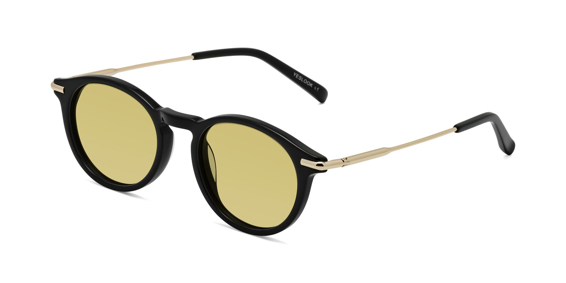 Angle of Gupta in Black with Medium Champagne Tinted Lenses