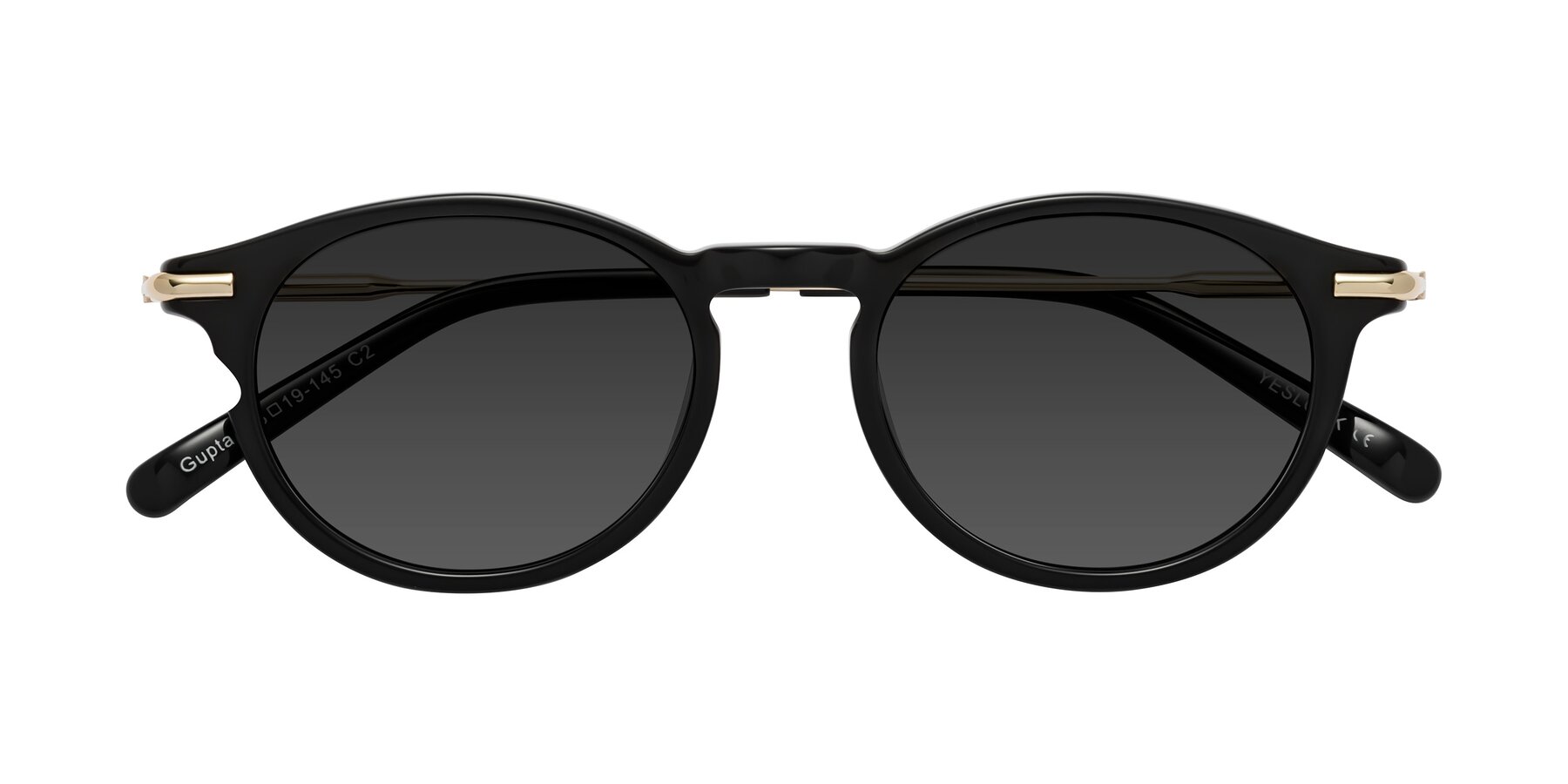Folded Front of Gupta in Black with Gray Tinted Lenses