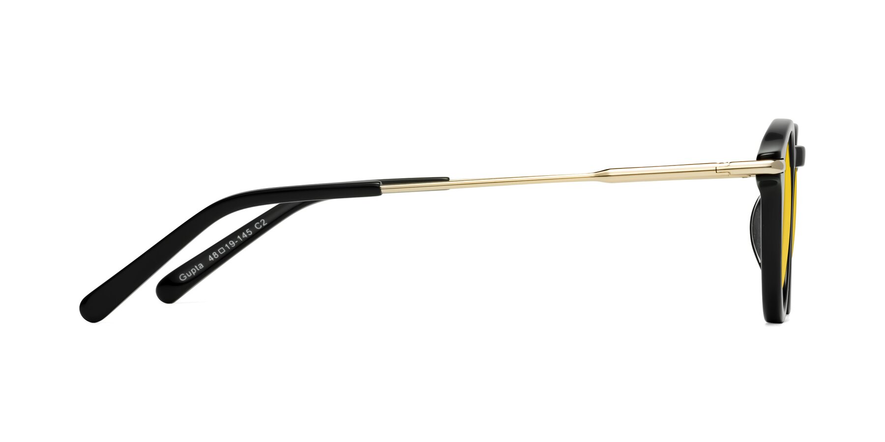 Side of Gupta in Black with Yellow Tinted Lenses