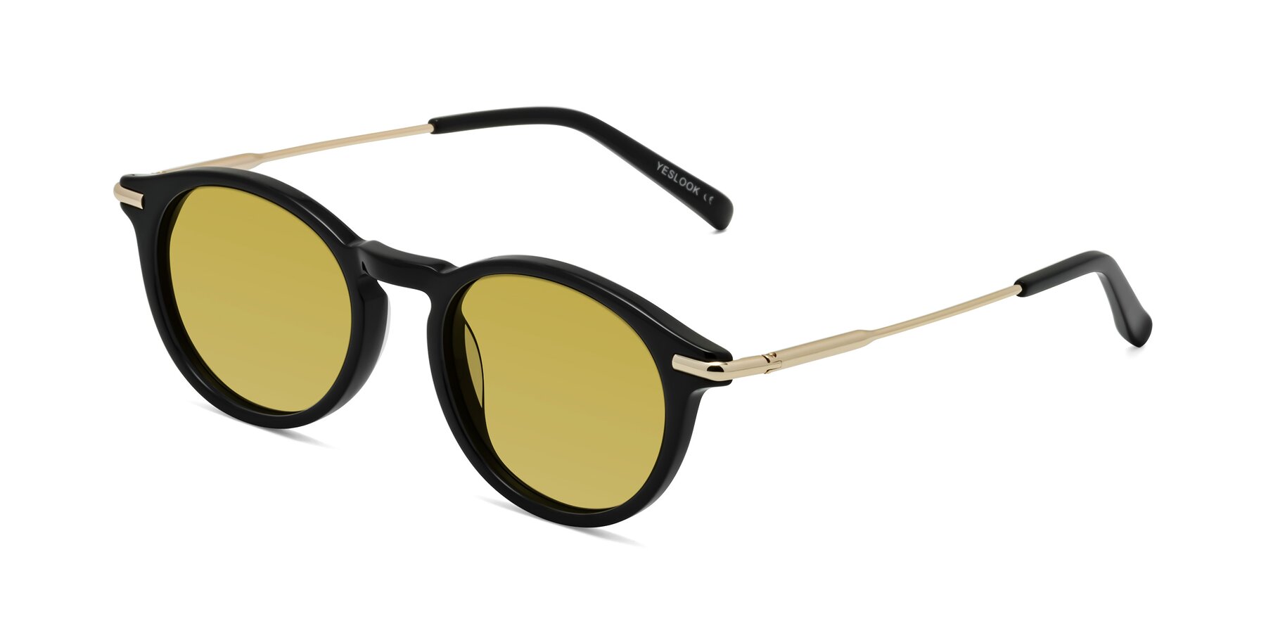 Angle of Gupta in Black with Champagne Tinted Lenses