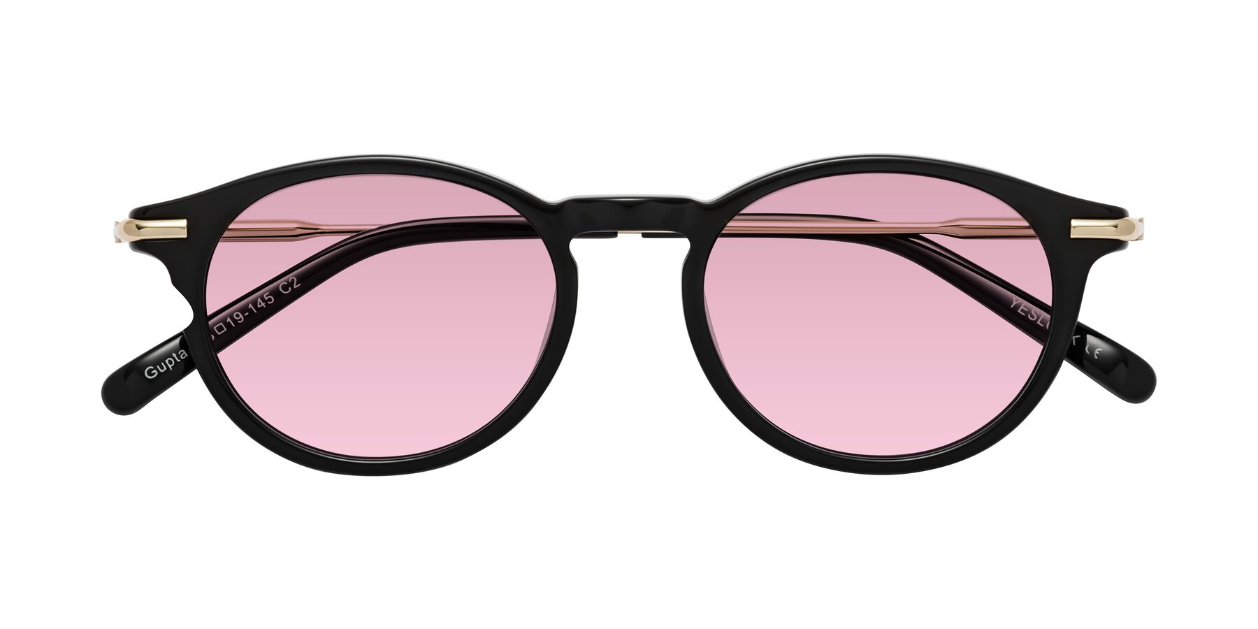 Folded Front of Gupta in Black with Light Wine Tinted Lenses