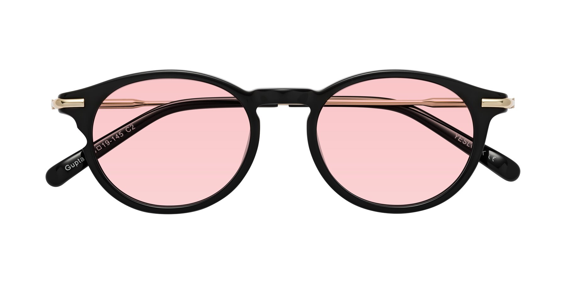 Folded Front of Gupta in Black with Light Garnet Tinted Lenses