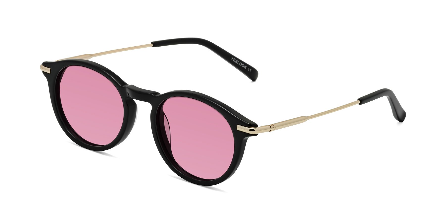 Angle of Gupta in Black with Medium Wine Tinted Lenses