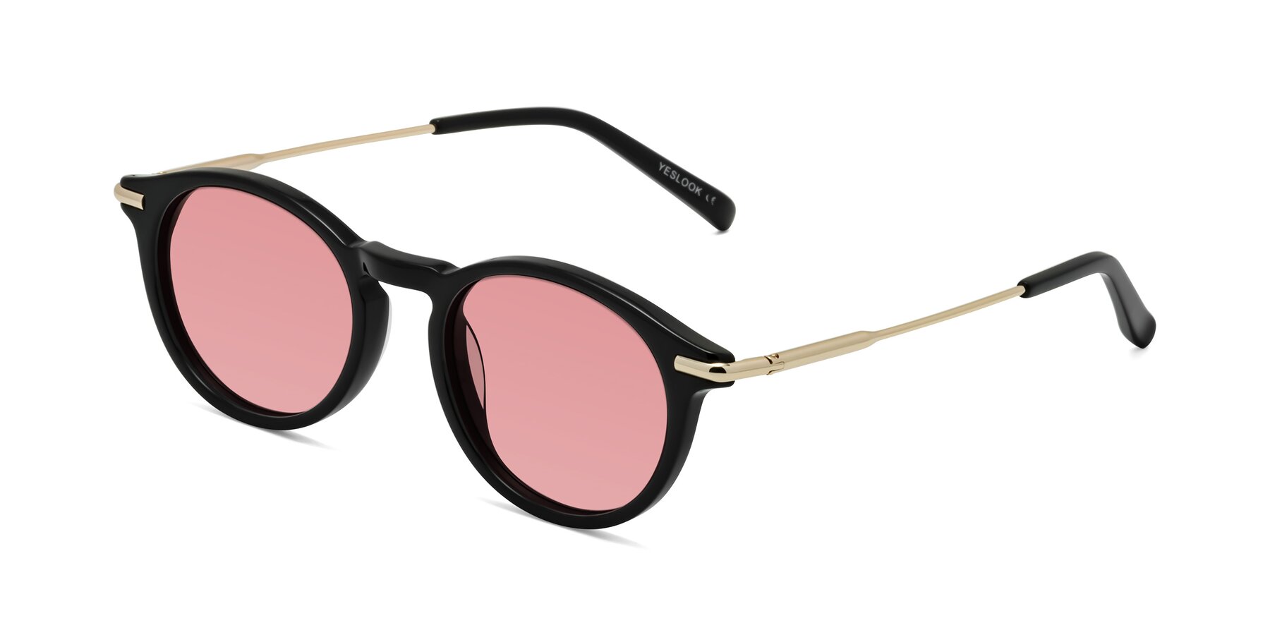 Angle of Gupta in Black with Medium Garnet Tinted Lenses
