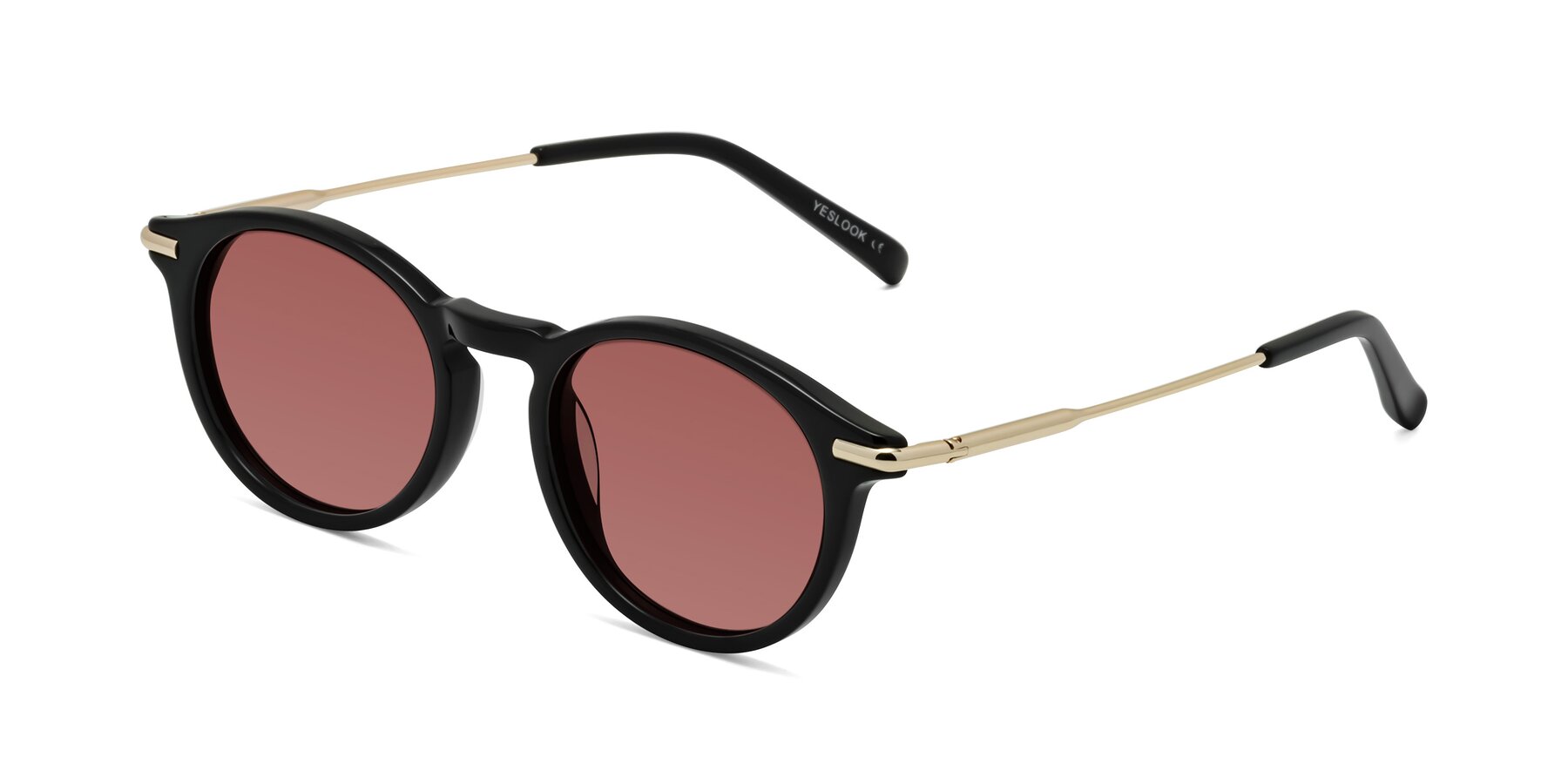 Angle of Gupta in Black with Garnet Tinted Lenses