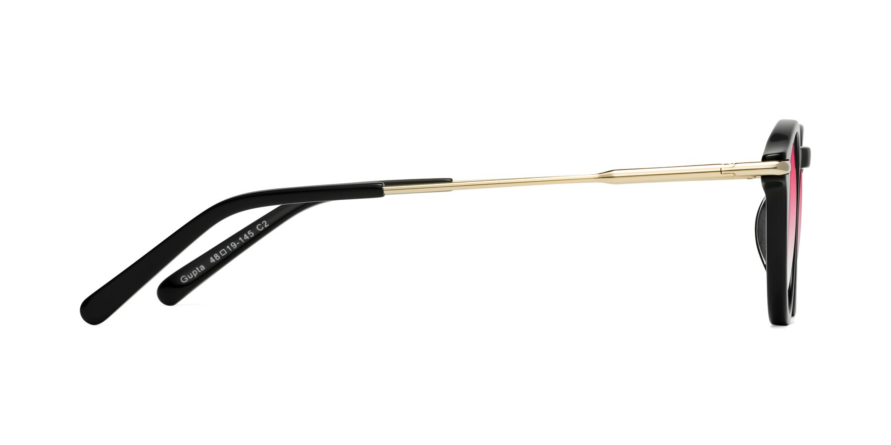 Side of Gupta in Black with Pink Gradient Lenses
