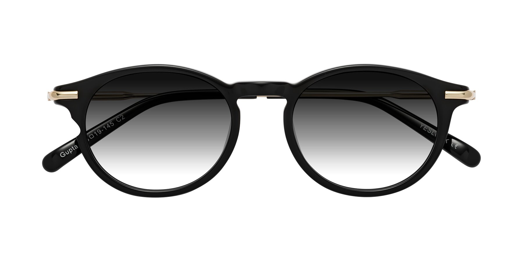 Folded Front of Gupta in Black with Gray Gradient Lenses