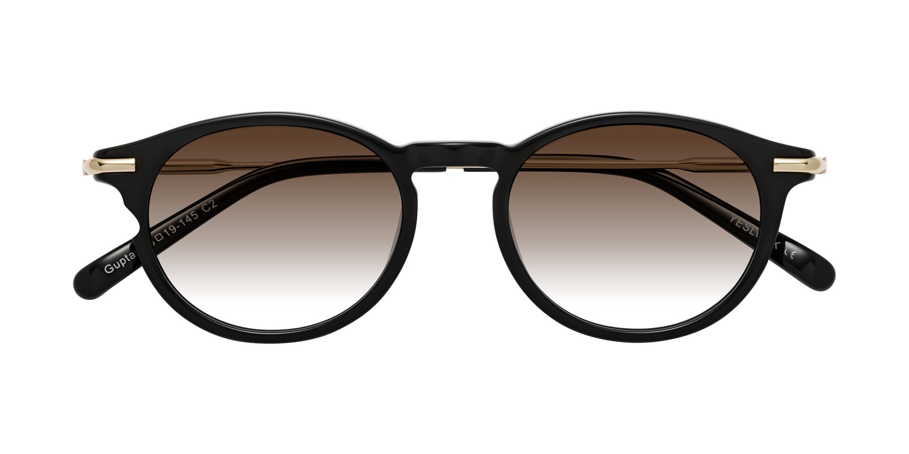 Folded Front of Gupta in Black with Brown Gradient Lenses