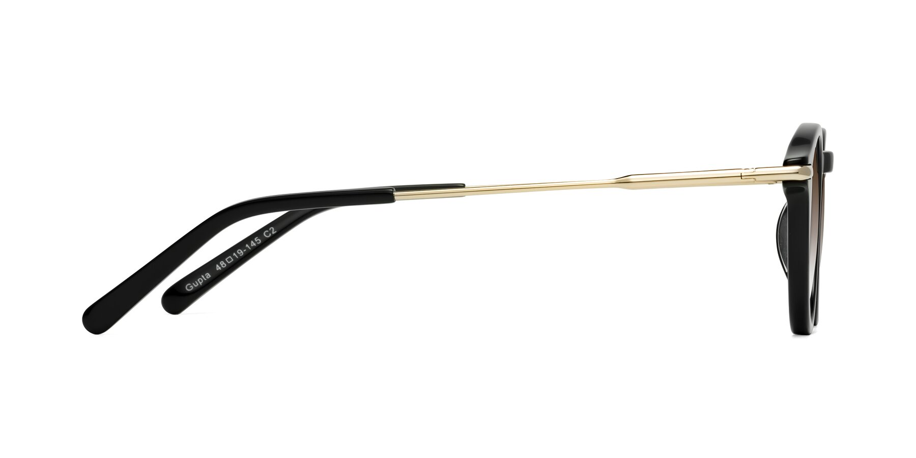 Side of Gupta in Black with Brown Gradient Lenses