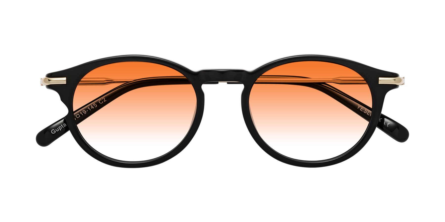 Folded Front of Gupta in Black with Orange Gradient Lenses