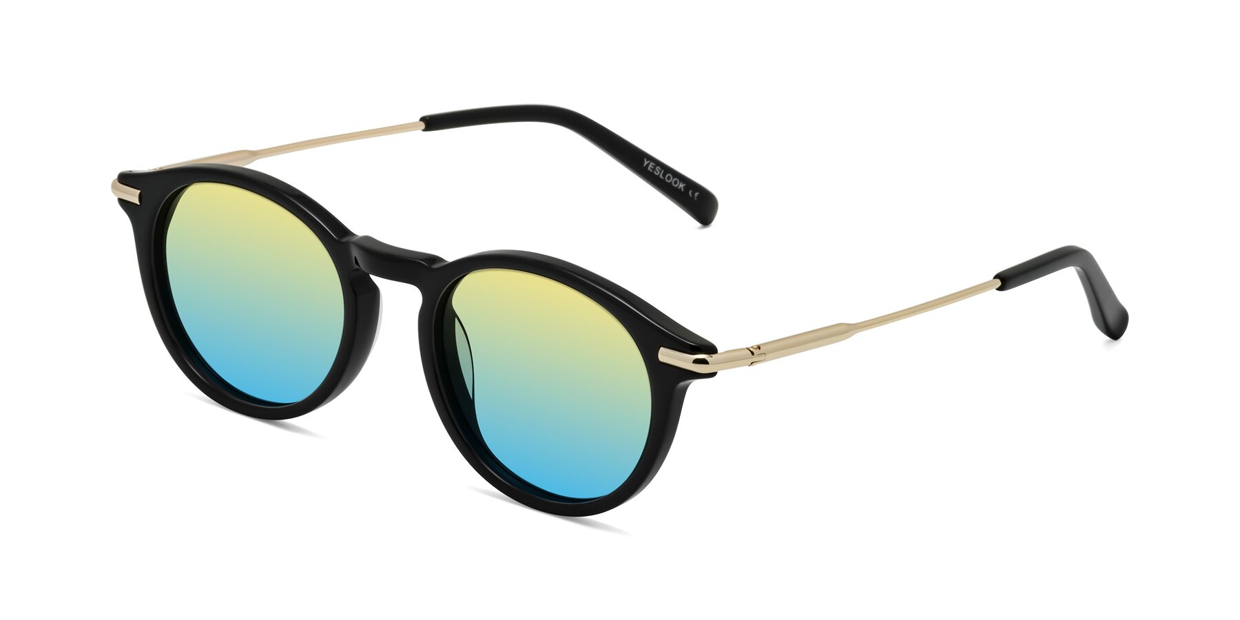 Angle of Gupta in Black with Yellow / Blue Gradient Lenses