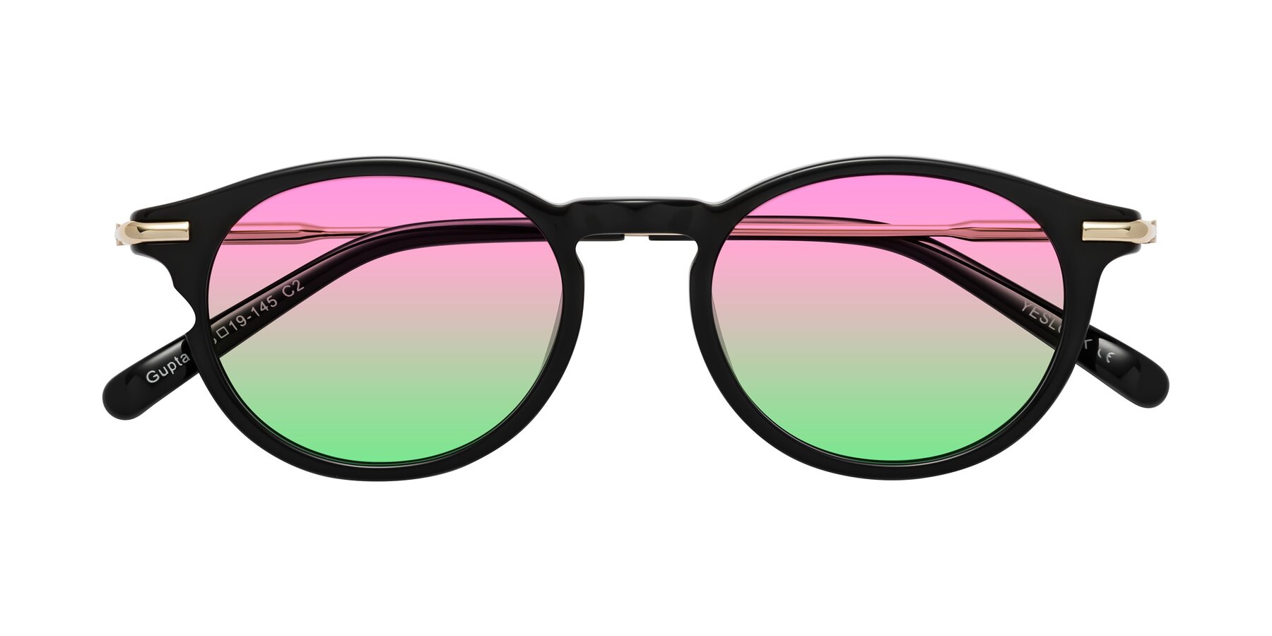 Folded Front of Gupta in Black with Pink / Green Gradient Lenses