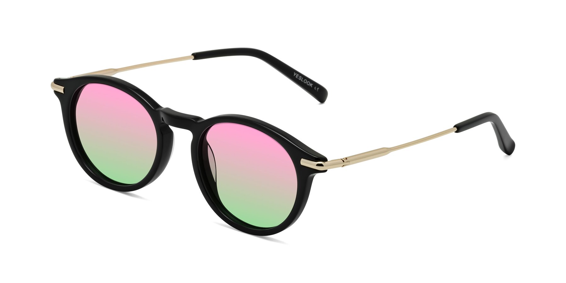 Angle of Gupta in Black with Pink / Green Gradient Lenses