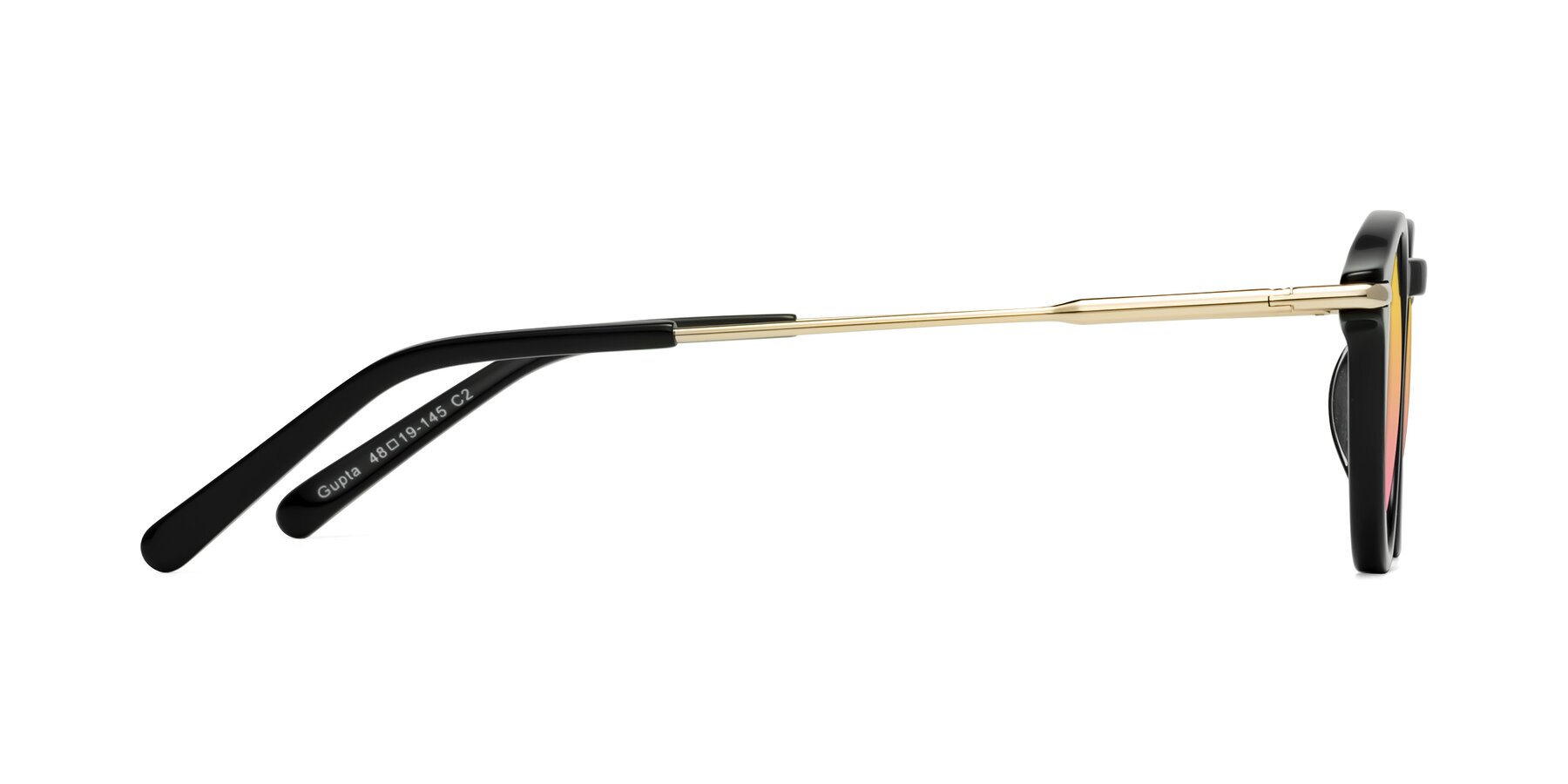 Side of Gupta in Black with Yellow / Pink Gradient Lenses