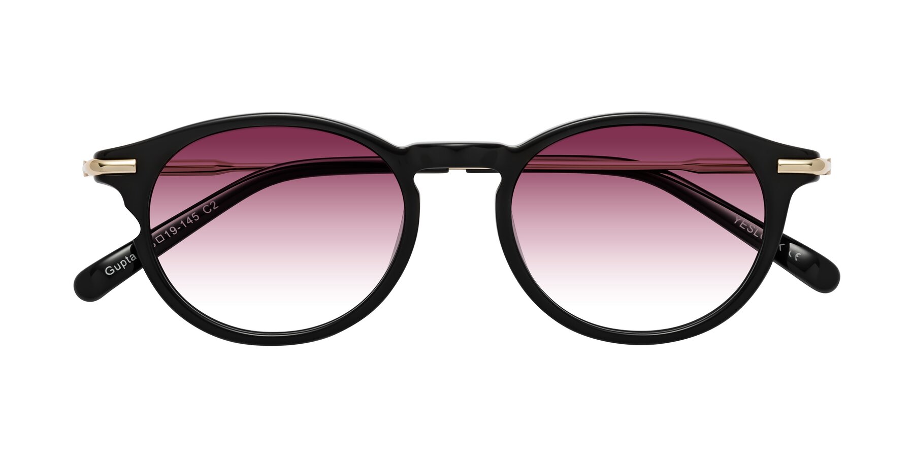 Folded Front of Gupta in Black with Wine Gradient Lenses