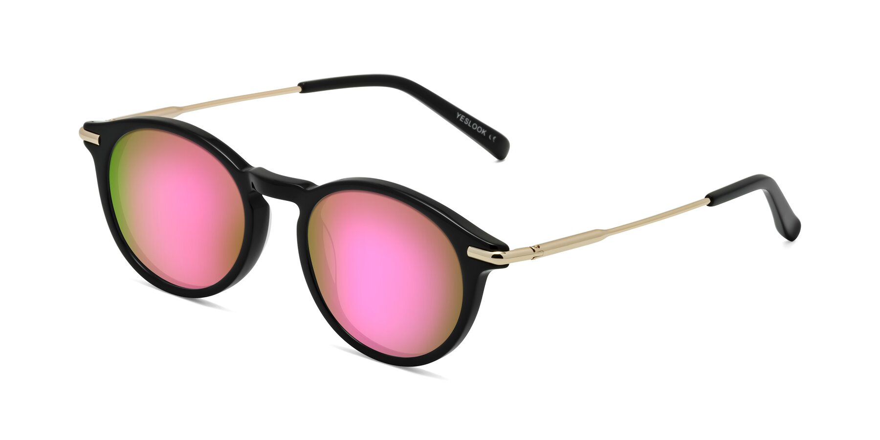 Angle of Gupta in Black with Pink Mirrored Lenses