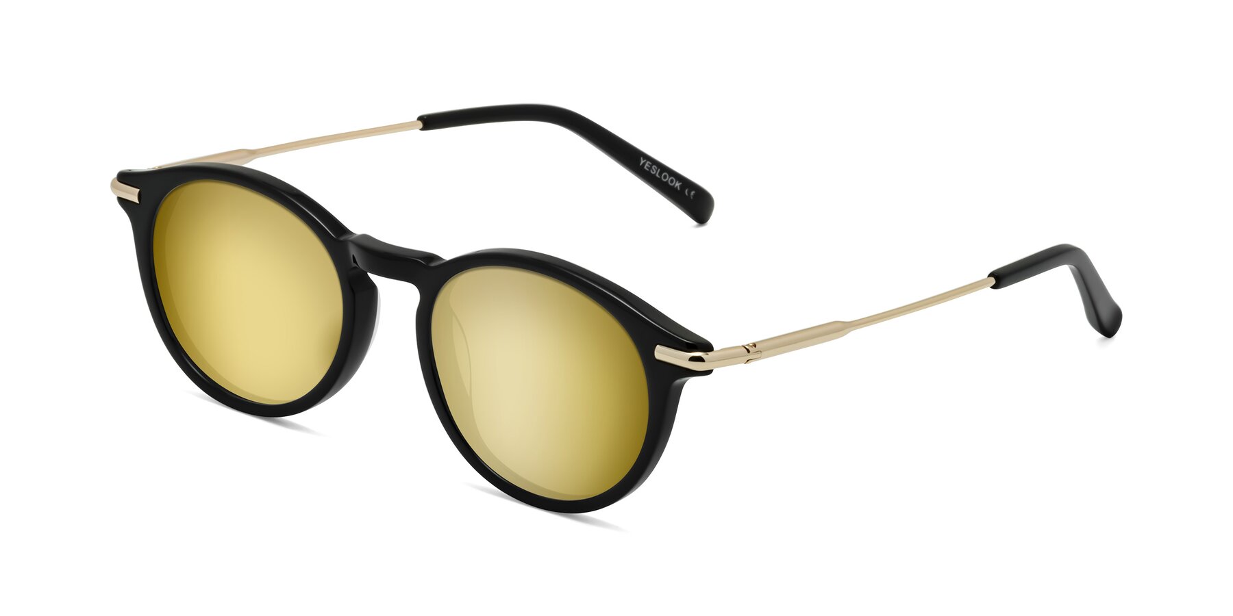 Angle of Gupta in Black with Gold Mirrored Lenses
