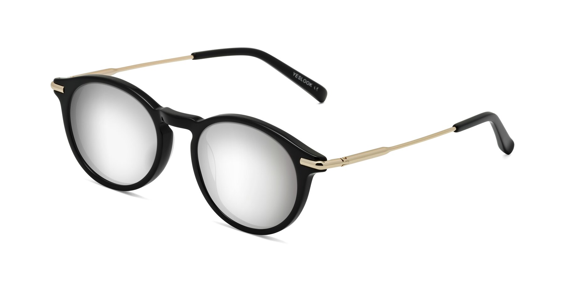 Angle of Gupta in Black with Silver Mirrored Lenses