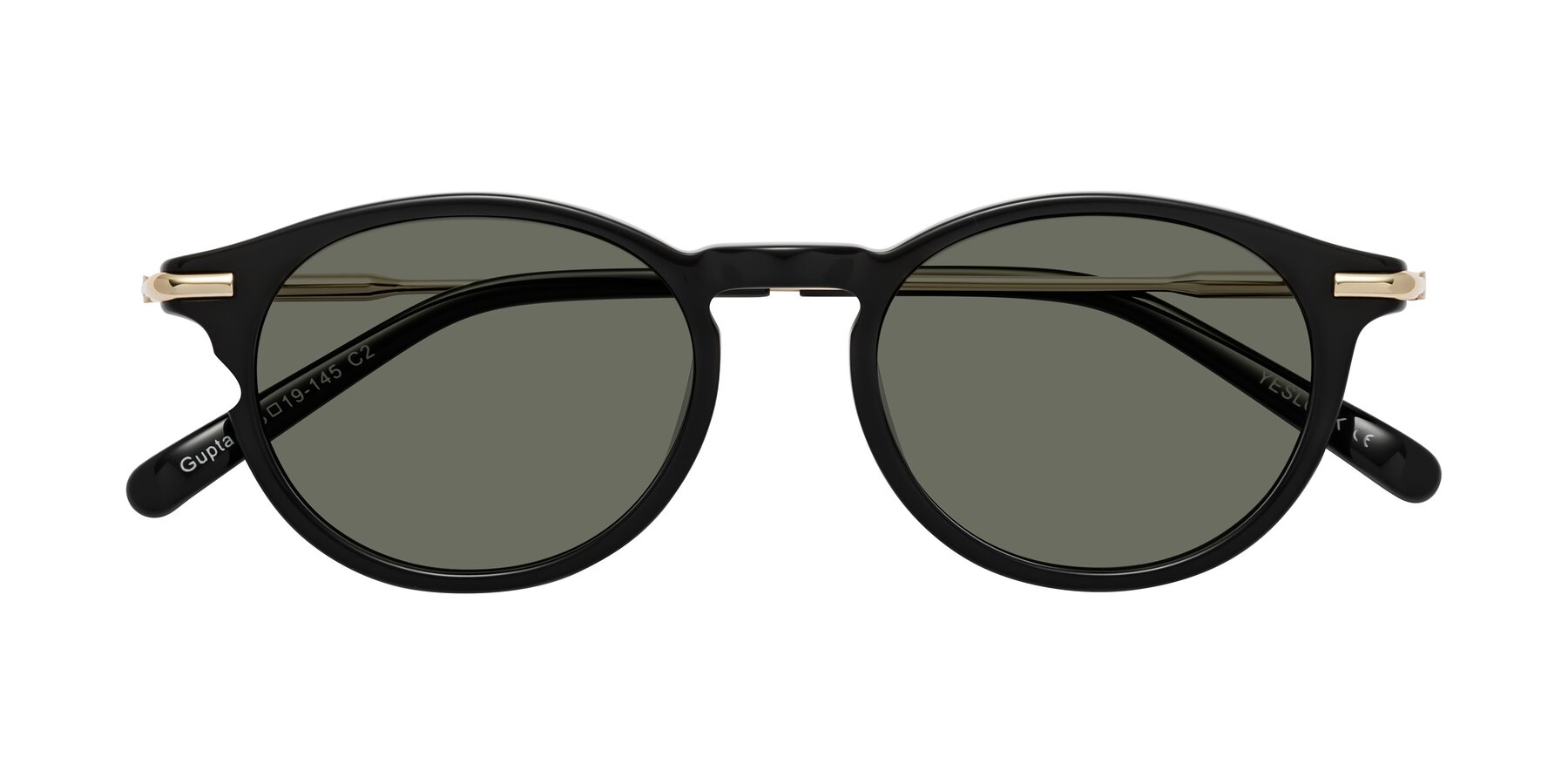 Folded Front of Gupta in Black with Gray Polarized Lenses