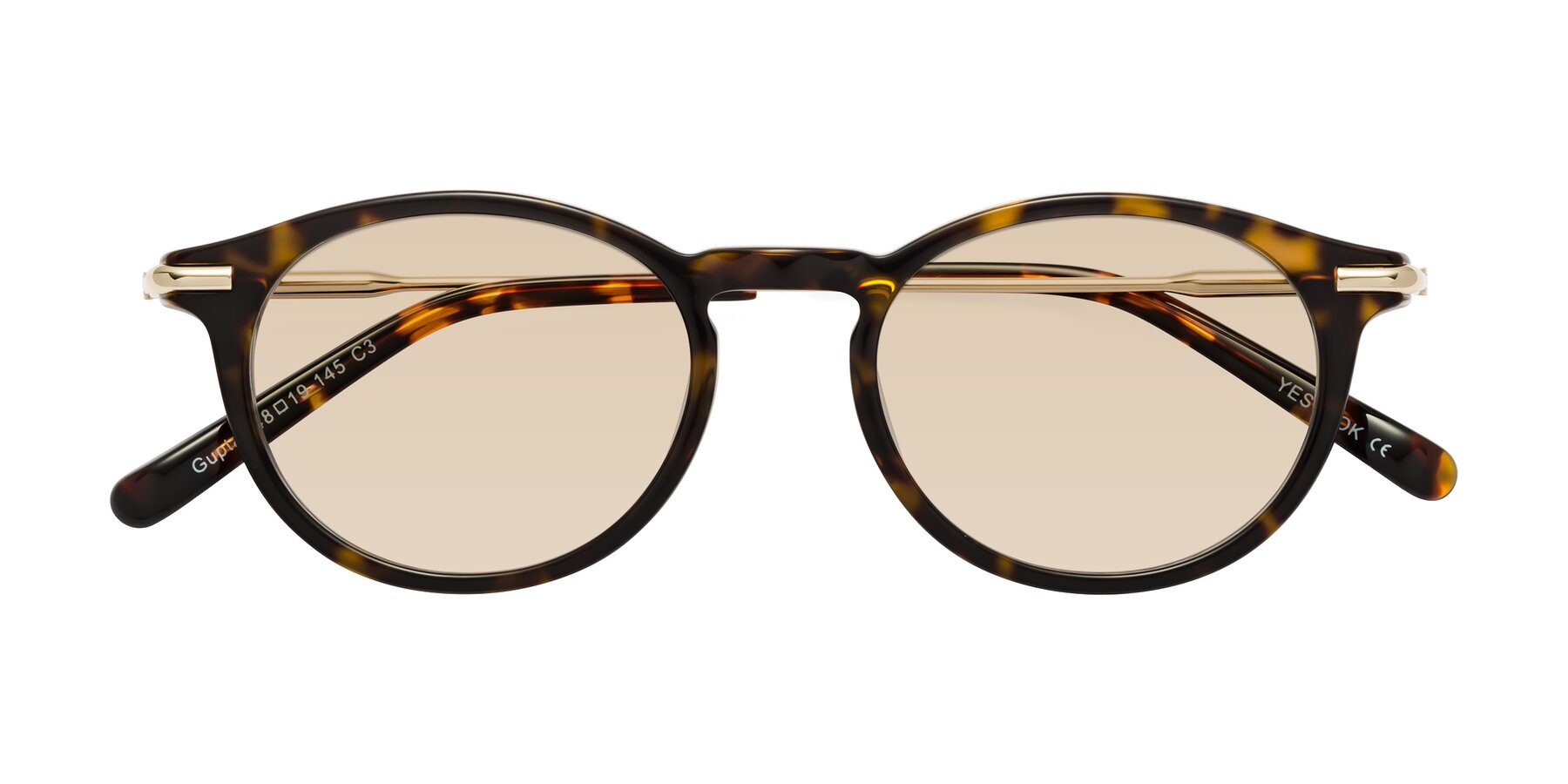 Folded Front of Gupta in Tortoise with Light Brown Tinted Lenses