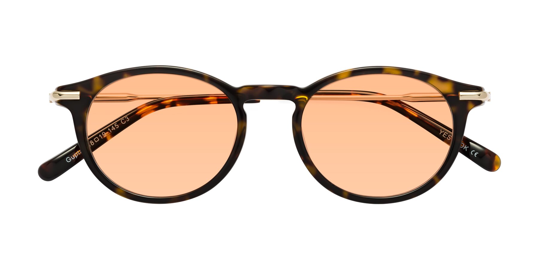 Folded Front of Gupta in Tortoise with Light Orange Tinted Lenses