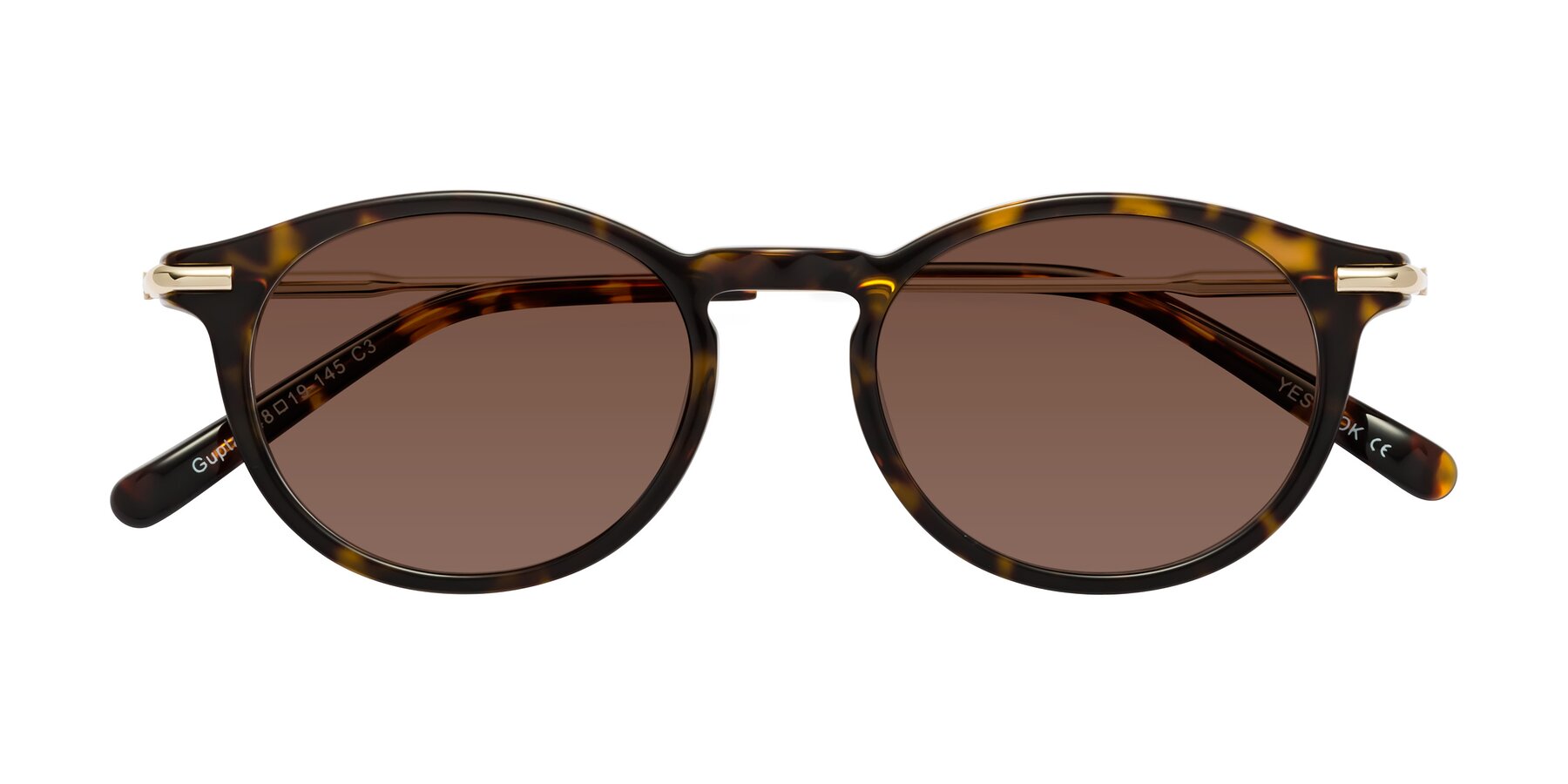 Folded Front of Gupta in Tortoise with Brown Tinted Lenses