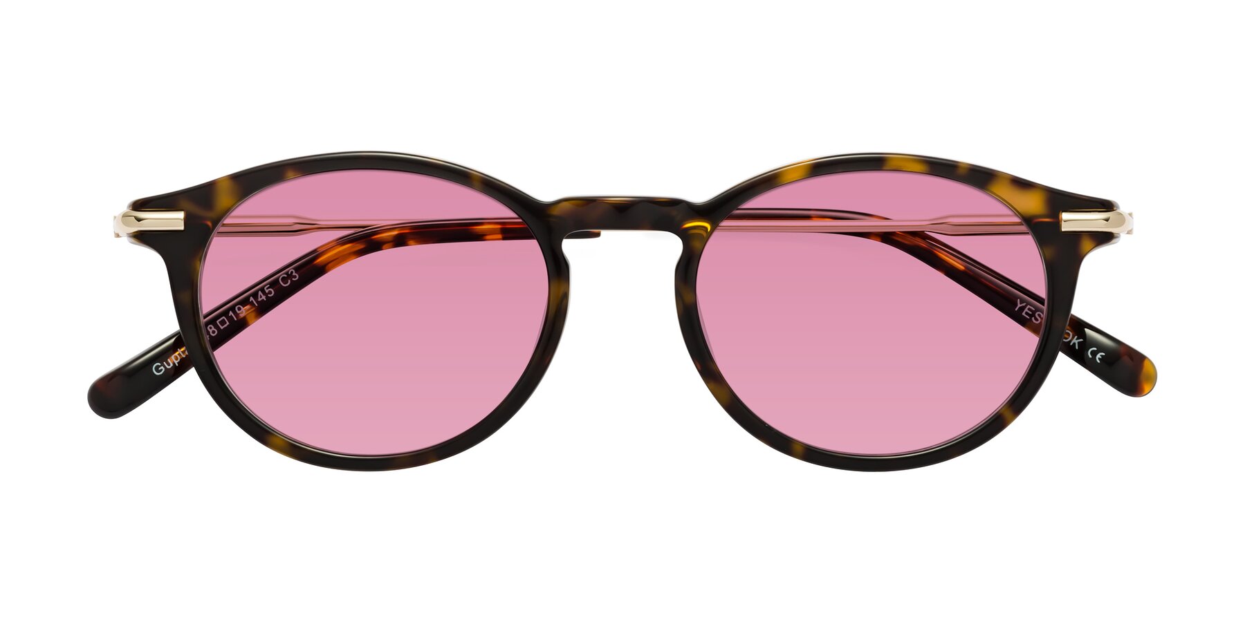Folded Front of Gupta in Tortoise with Medium Wine Tinted Lenses