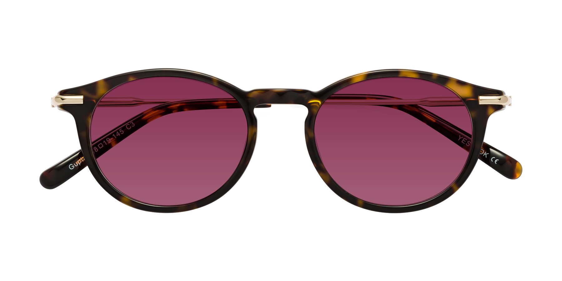 Folded Front of Gupta in Tortoise with Wine Tinted Lenses