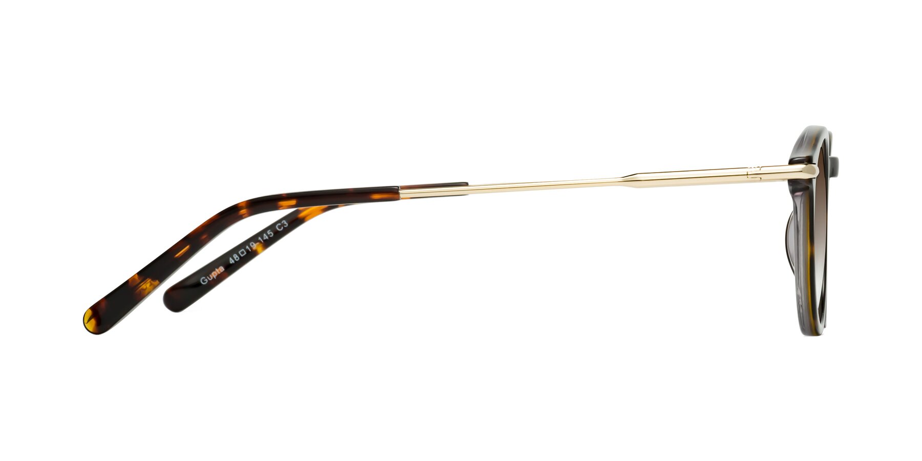Side of Gupta in Tortoise with Brown Gradient Lenses
