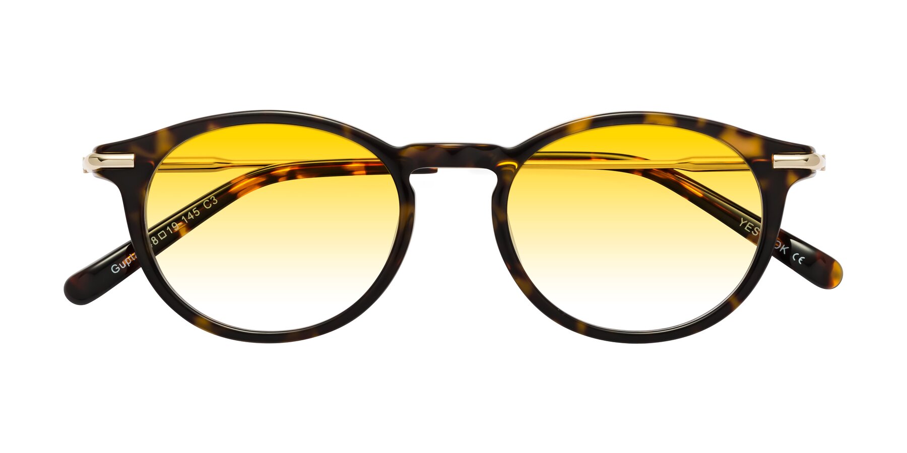 Folded Front of Gupta in Tortoise with Yellow Gradient Lenses