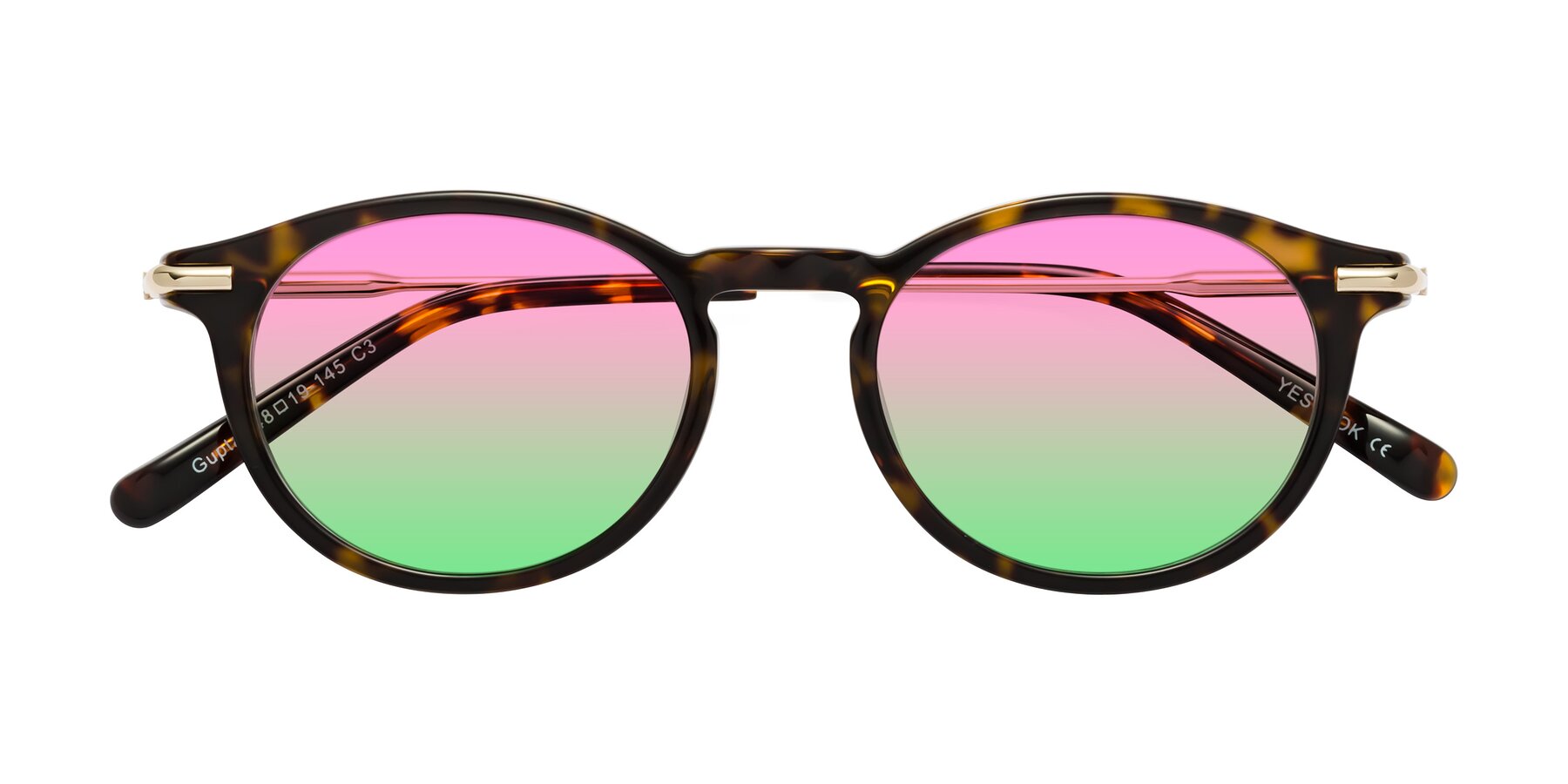 Folded Front of Gupta in Tortoise with Pink / Green Gradient Lenses