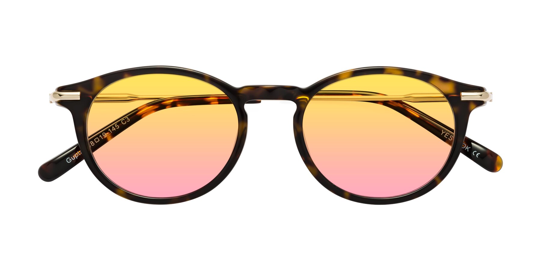 Folded Front of Gupta in Tortoise with Yellow / Pink Gradient Lenses