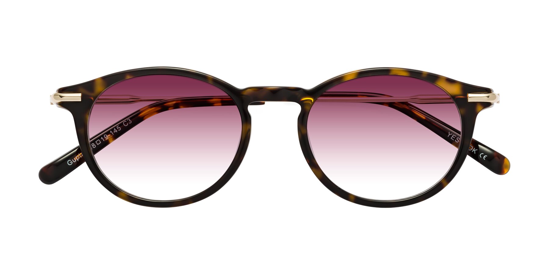 Folded Front of Gupta in Tortoise with Wine Gradient Lenses
