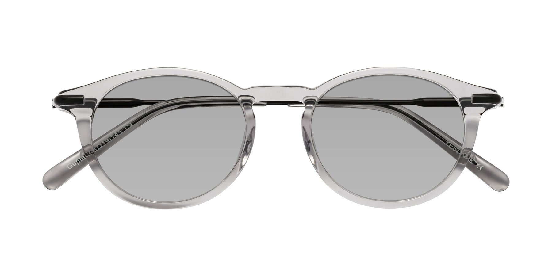 Folded Front of Gupta in Transparent Gray with Light Gray Tinted Lenses